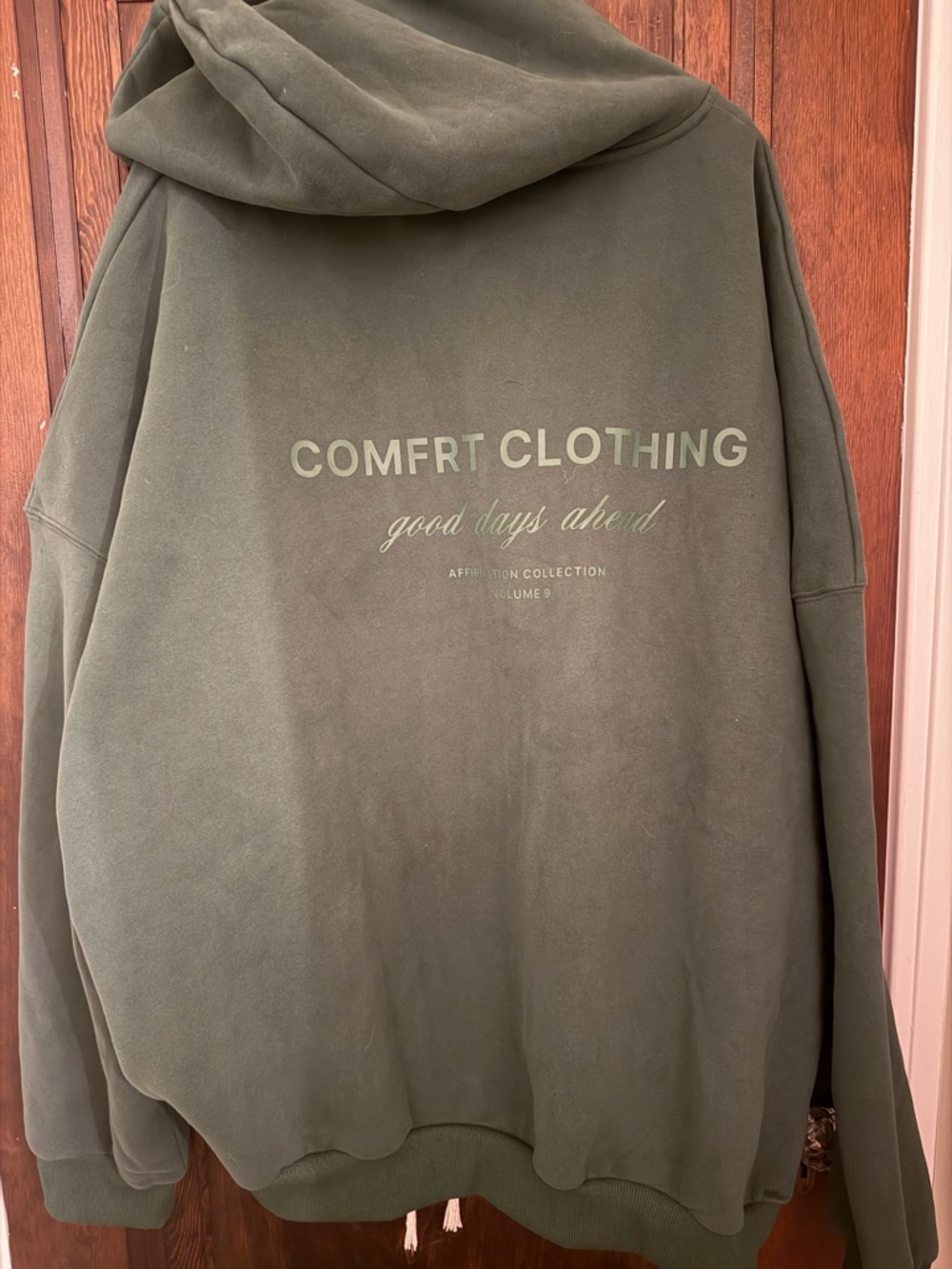 Men's Comfrt Forest Green Full-Zip Hooded Sweatshirt Affirmation Collection - Picture 3 of 3